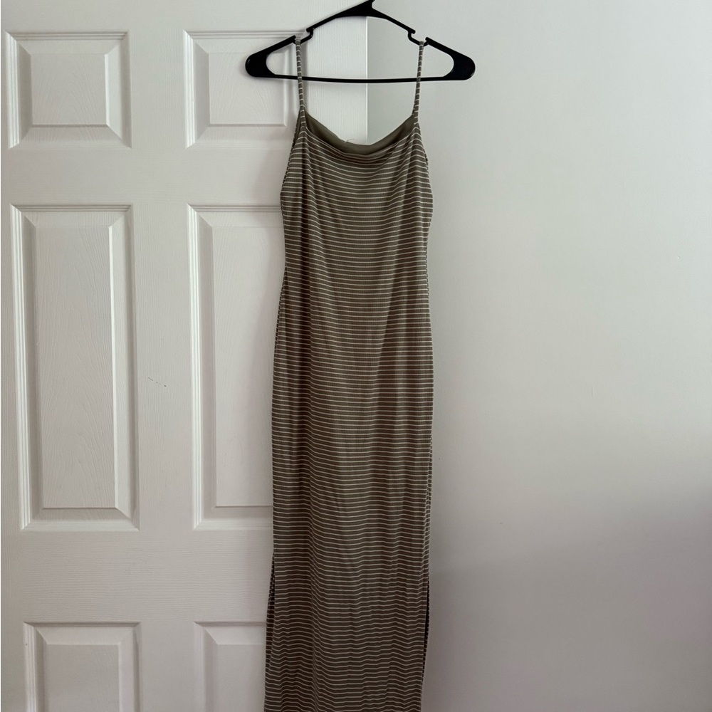 Striped Olive Maxi Dress